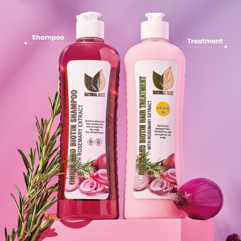 Natural Sant Onion, Rosemary and Biotin Shampoo & Treatment (16 Fl Oz/500 Ml) Conditioning Restorative