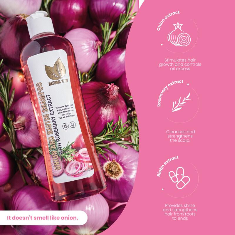 Natural Sant Onion, Rosemary and Biotin Shampoo & Treatment (16 Fl Oz/500 Ml) Conditioning Restorative